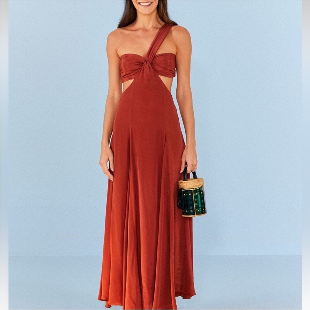 NWT Farm Rio Plunge Neckline Midi Length Dress- Size Large - Picture 1 of 7